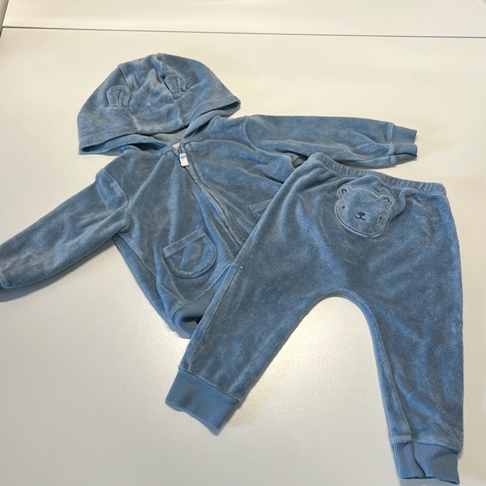 Carter's Blue Teddy Bear Hooded Jacket and Pants Set